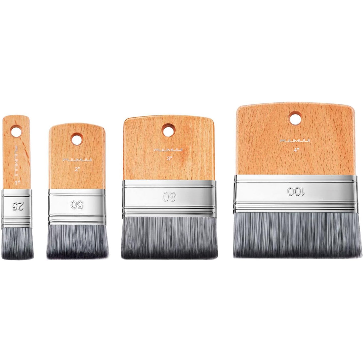 Fuumuui 4pcs Flat Paddle Paint Brush Set