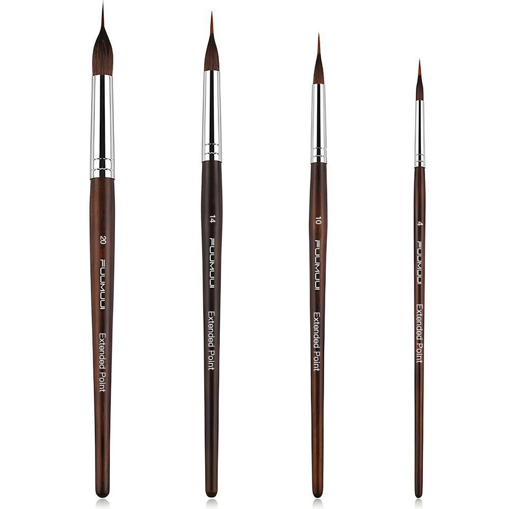 Fuumuui Professional Sable Extended Points Brushes 4pcs/6pcs