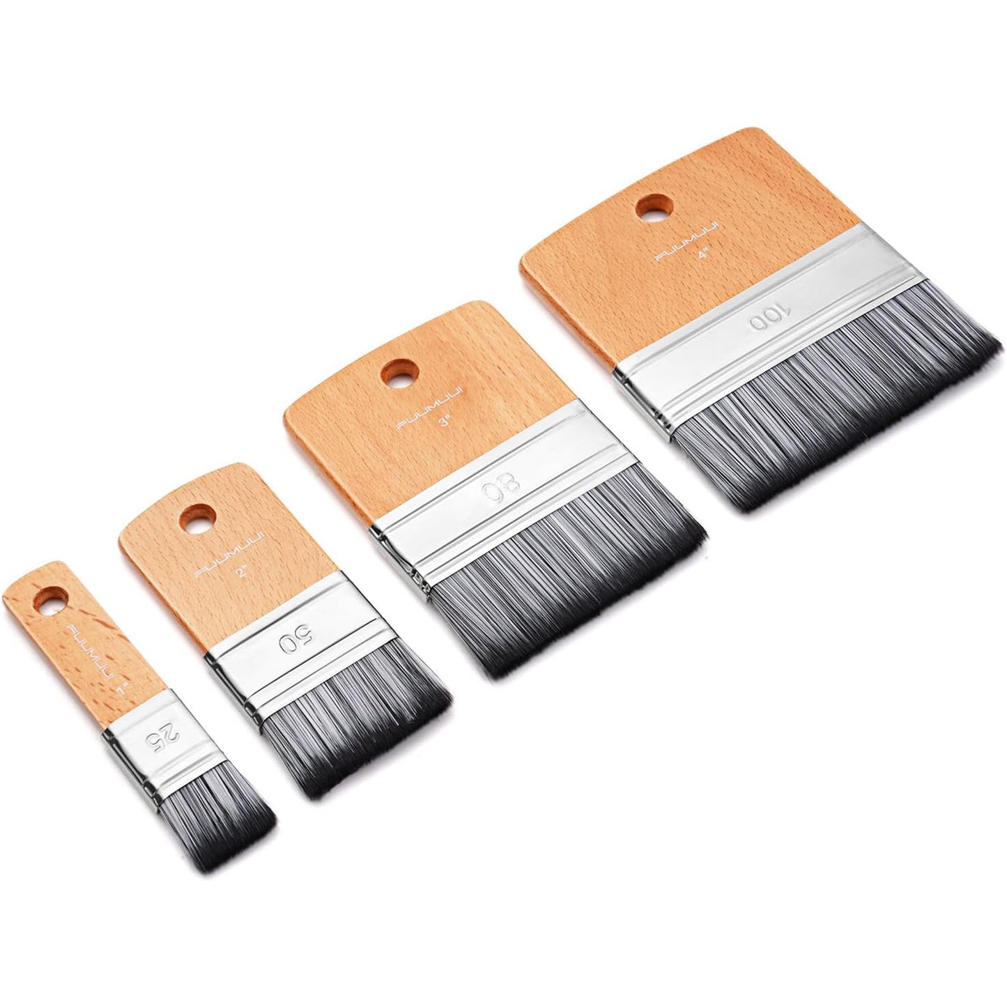 Fuumuui 4pcs Flat Paddle Paint Brush Set