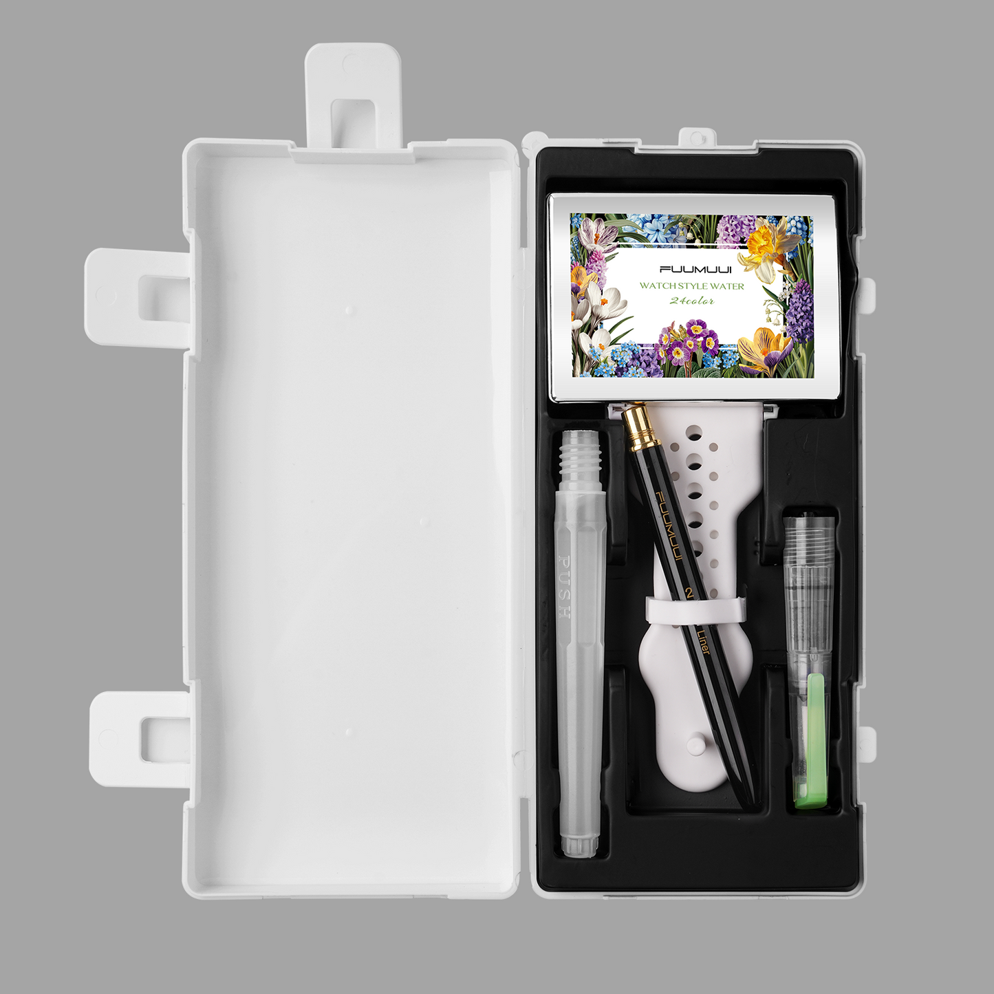 Fuumuui Wearable Watercolor Kit – 24-Color Travel Palette & Brush