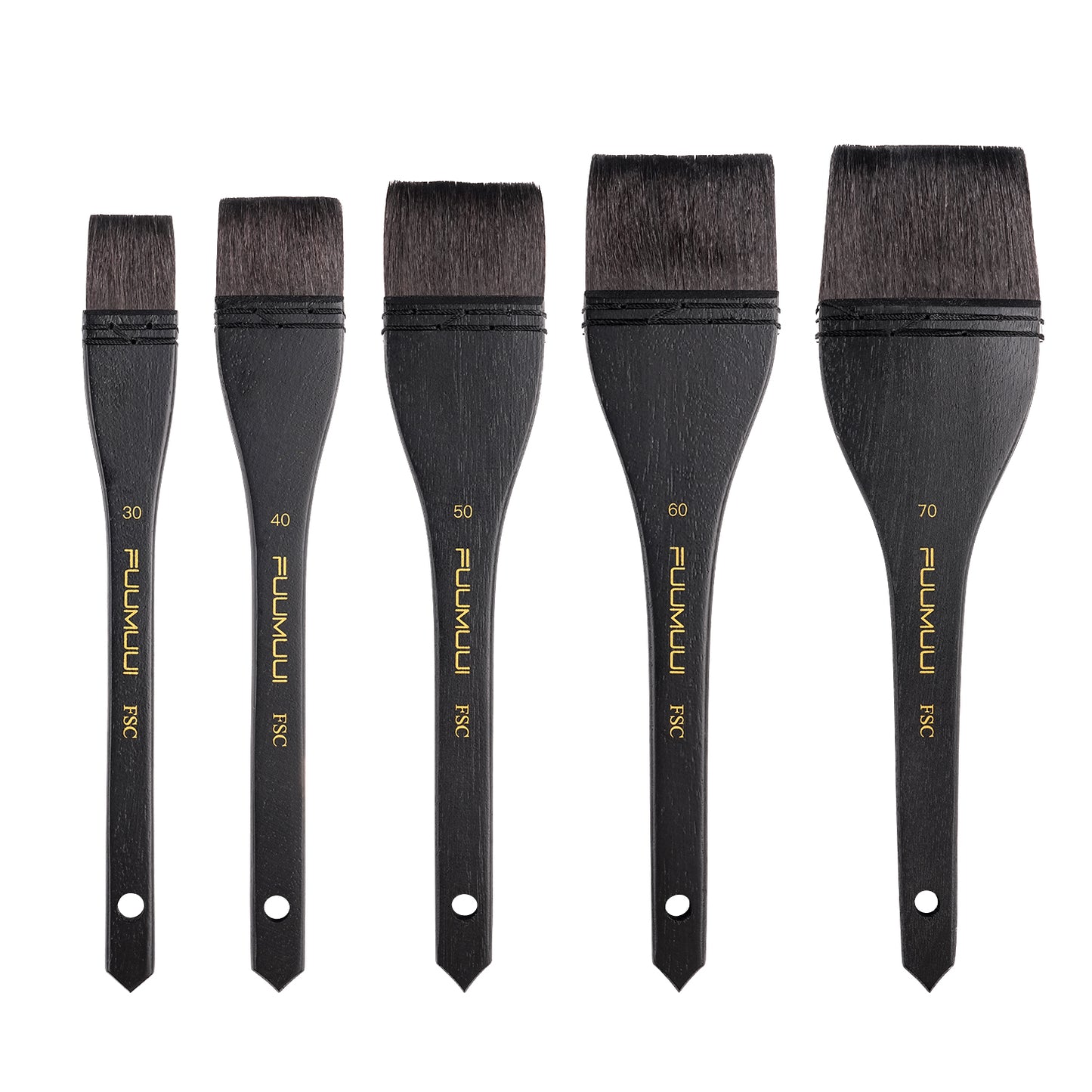 Fuumuui 5pcs Squirrel Hair Hake Brushes Flat Watercolor Brushes