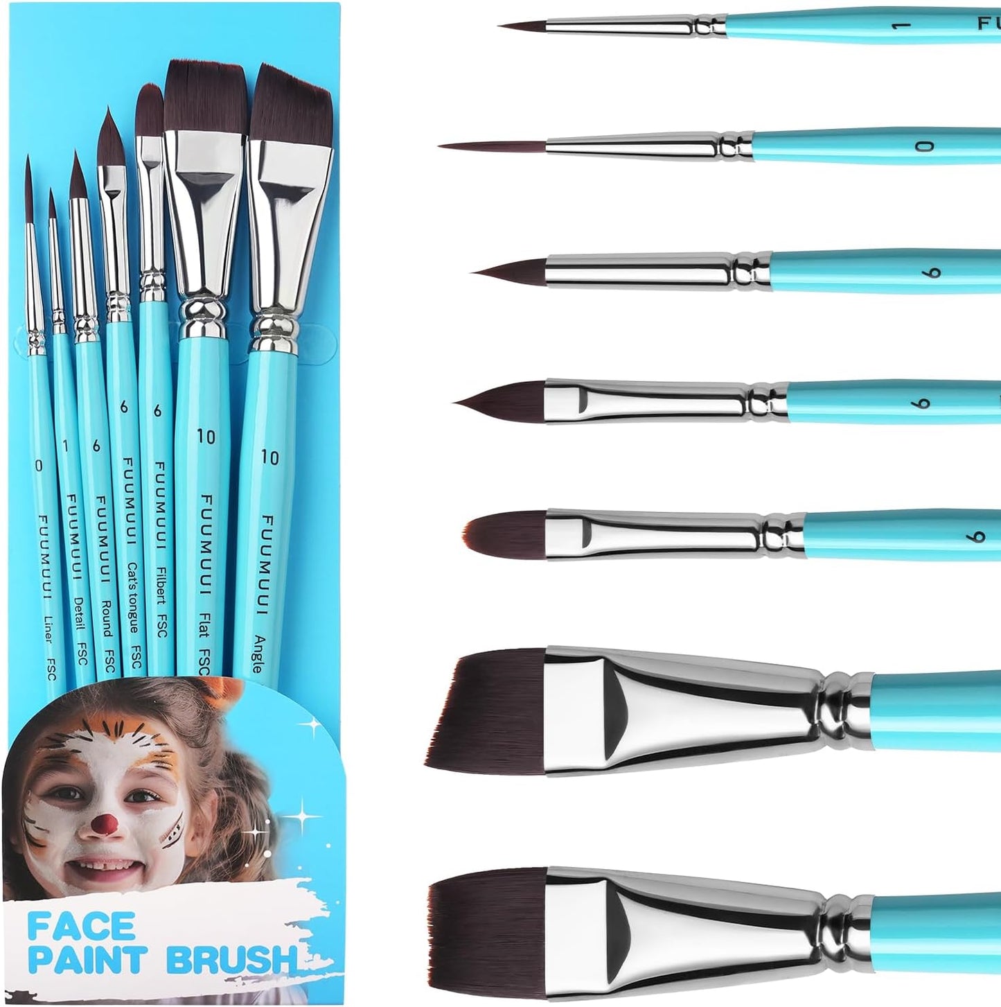 Fuumuui 7pcs Face,Acrylic Painting Brushes