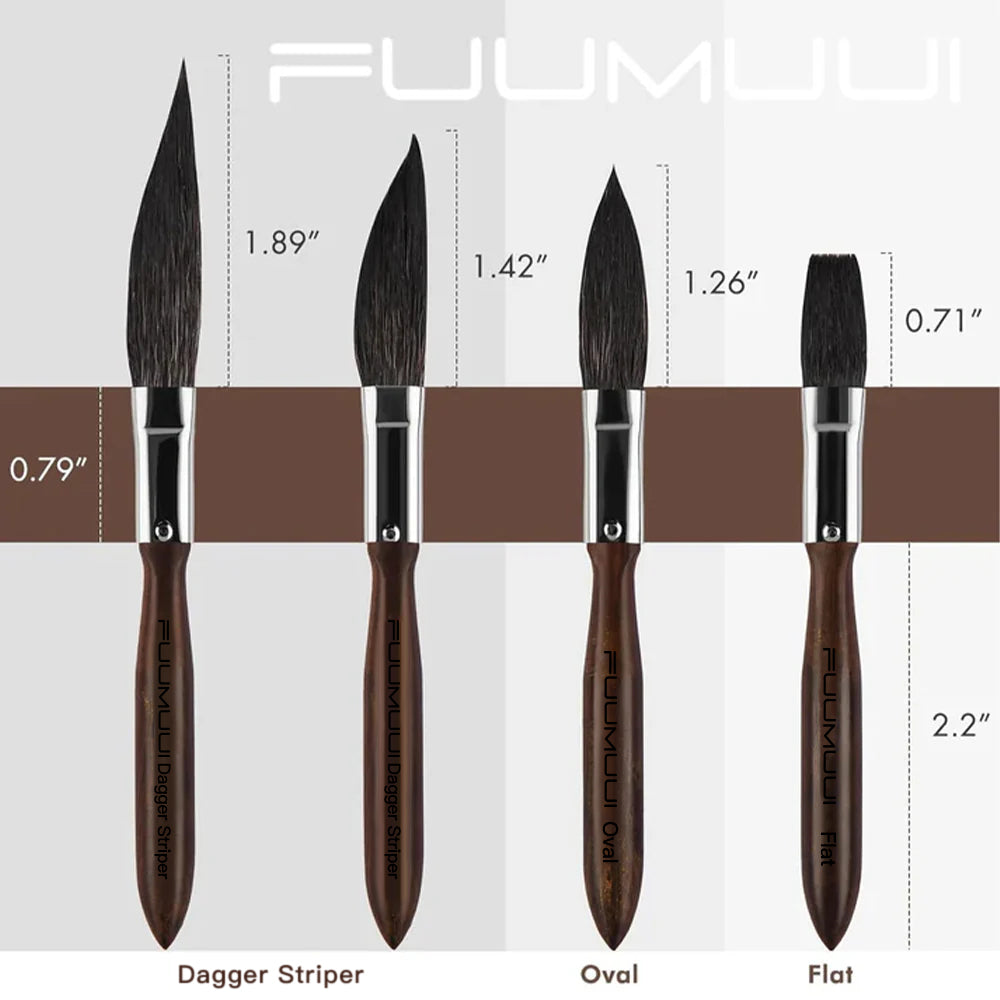 Fuumuui 4pcs Squirrel Hair Pinstriping Brush Set – High Performance Striping Control