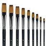 Fuumuui Ensemble de 9 pinceaux plats professionnels en nylon pour peinture acrylique, tailles 0 à 16.