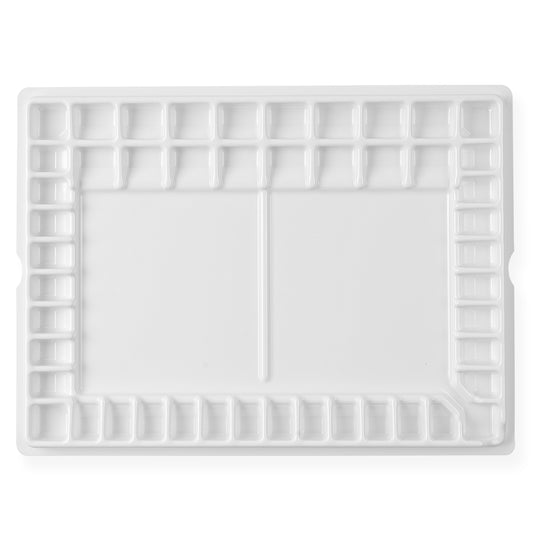 Fuumuui Professional 47-Well Watercolor Palette - Non-Stick Plastic Surface with Brush Holder and Slanted Spill-Proof Holes