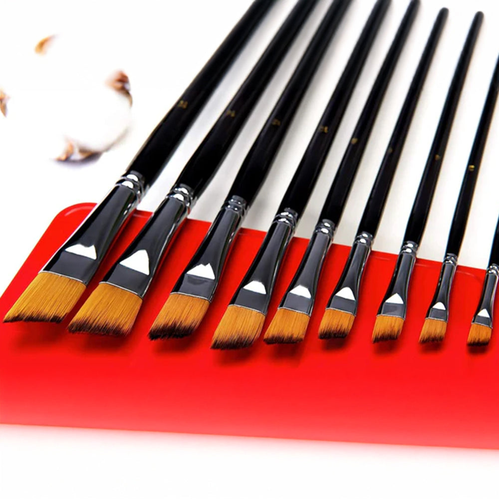 Fuumuui 9pcs Professional Nylon Hair Acrylic Brushes - Angled
