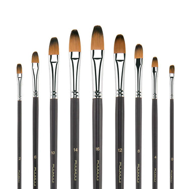 Fuumuui Ensemble de 9 pinceaux professionnels en nylon à forme de langue de chat pour peinture acrylique