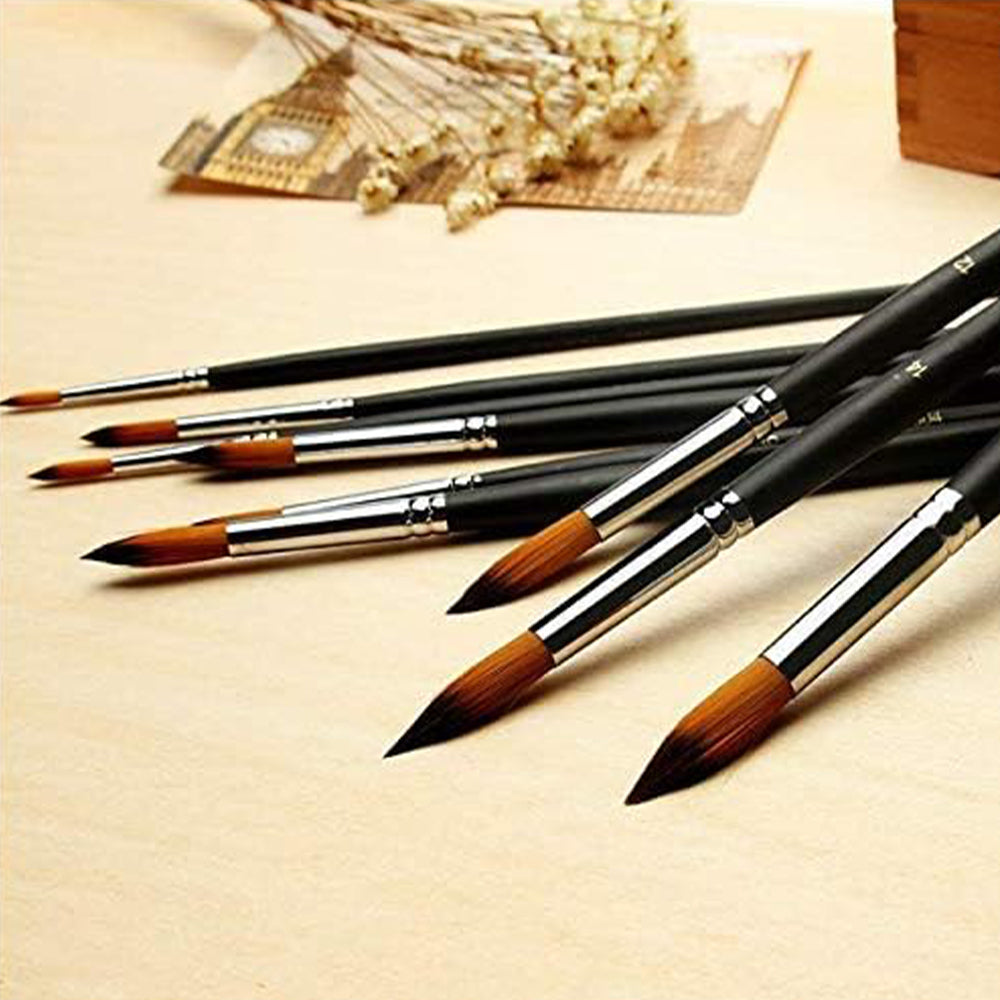 Fuumuui 9pcs Professional Nylon Hair Acrylic Brushes - Pointed Round