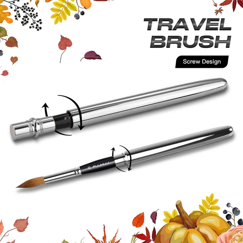 Fuumuui travel brushes' screw design, showing how the handle and cap attach securely for use.