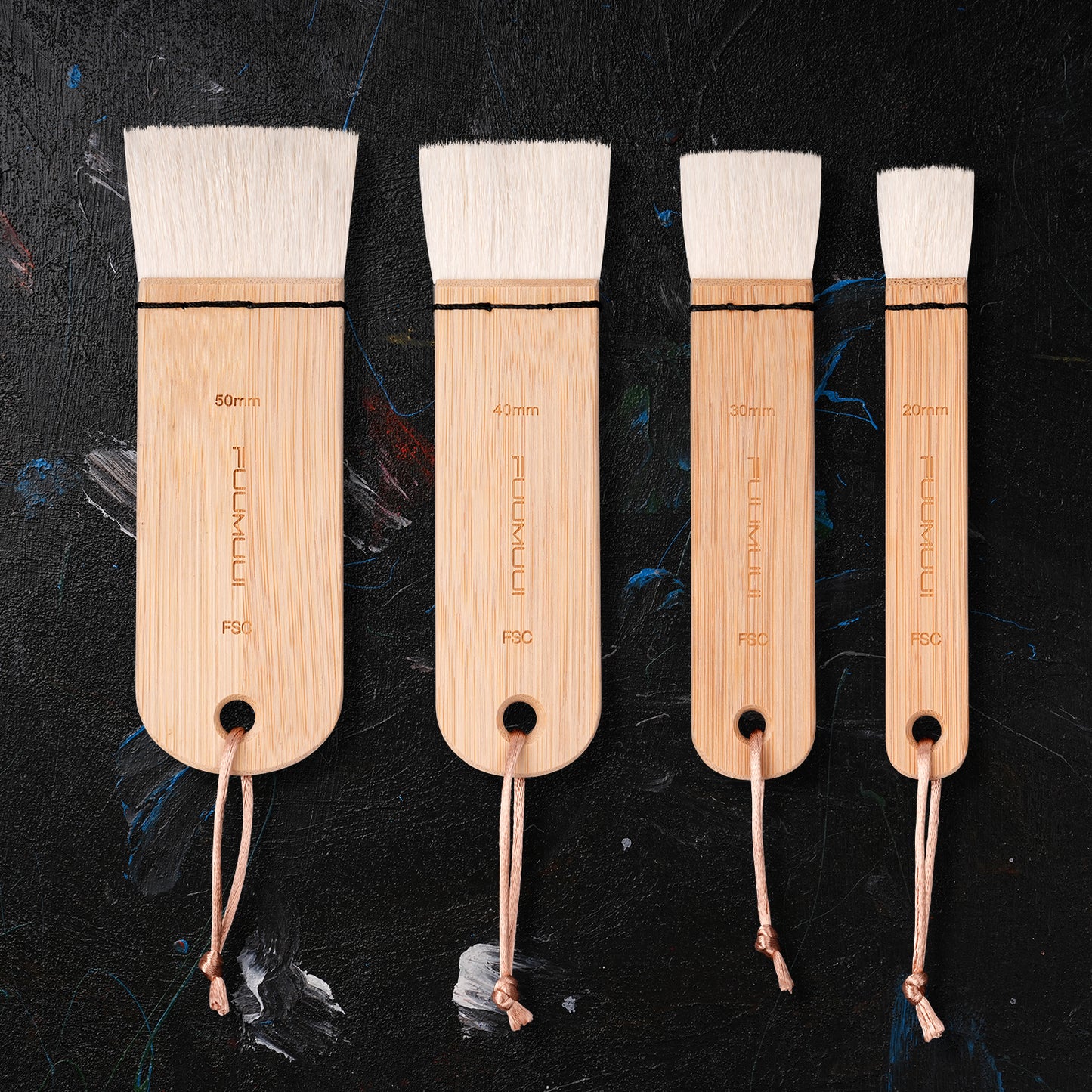 Fuumuui 4pcs Wool Watercolor Brushes – Extra Soft, High Absorption, Perfect for Washes, Backgrounds, and Large Area Painting