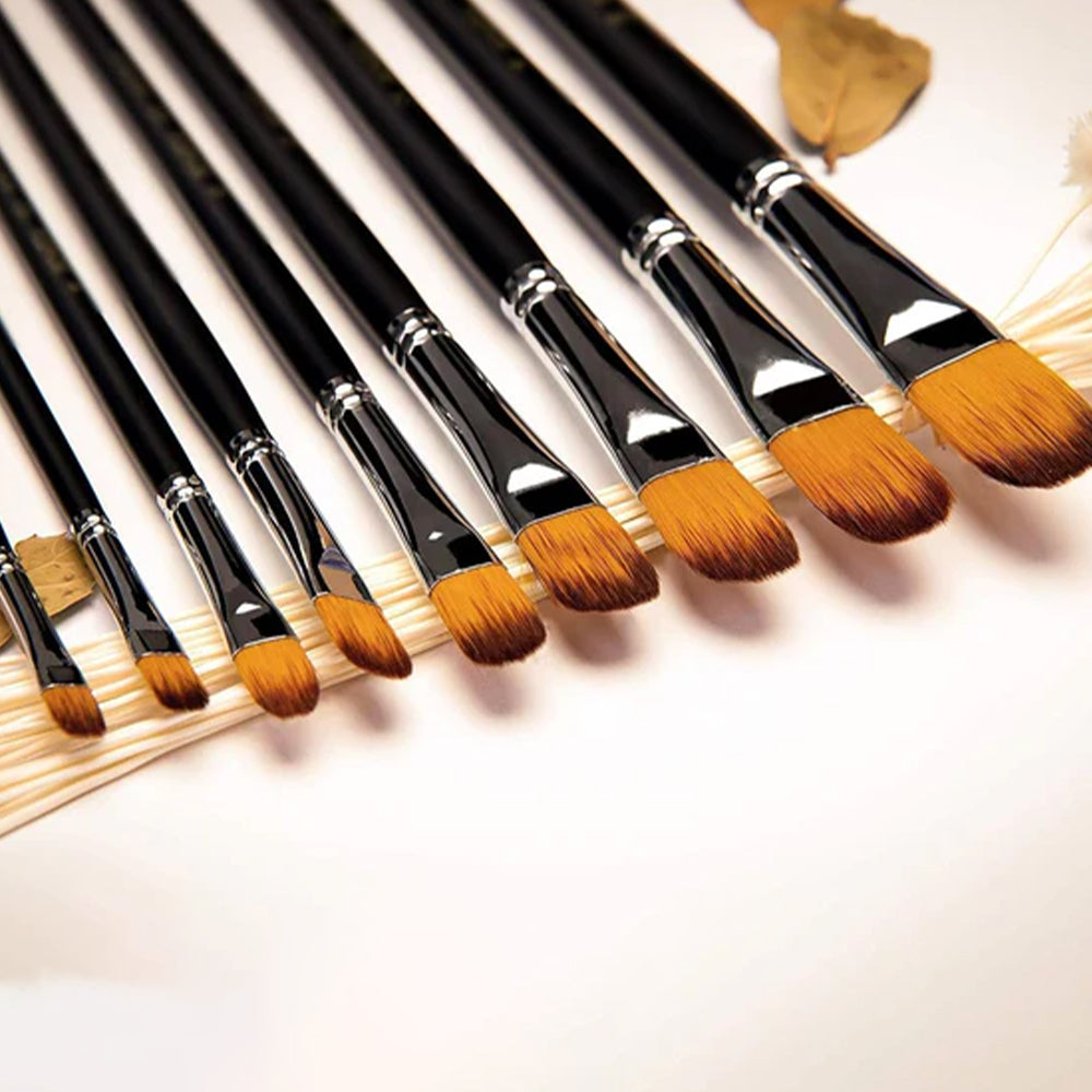 Fuumuui 9pcs Professional Nylon Hair Acrylic Brushes - Filbert