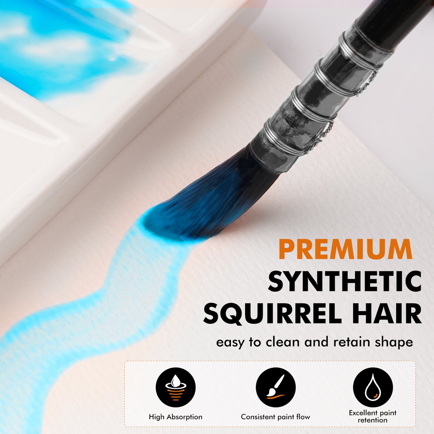 Fuumuui 3pcs Watercolor Brush Set – Premium Synthetic Squirrel Hair for Smooth Color Flow and Precision Control