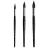 Fuumuui 3pcs watercolor brush set featuring premium synthetic squirrel hair brushes in sizes #2, #6, #8, with black handles and silver ferrules, for smooth color flow and precision control.