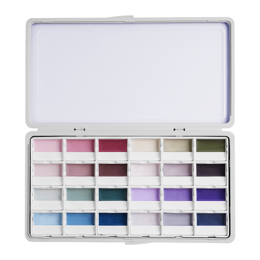Fuumuui 24-Color Opaque Semi-Moist Watercolor Paint Set
