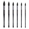 Set di pennelli professionali per acquerello Fuumuui da 6 pezzi con manici neri stampati, ghiere argentate e setole di scoiattolo per materiali artistici. <alt>Set di pennelli per acquerello Fuumuui: setole di scoiattolo e manici neri</alt>