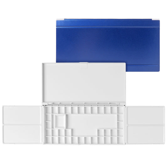 Fuumuui Portable Folding Watercolor Palette – 36 Wells with 4 Mixing Areas, Compact Travel Paint Box for Artists, Students, and Outdoor Sketching