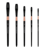 Fuumuui 5pcs professional flat watercolor brush set with black handles, copper ferrules, in sizes 20, 18, 14, 10, and 6.