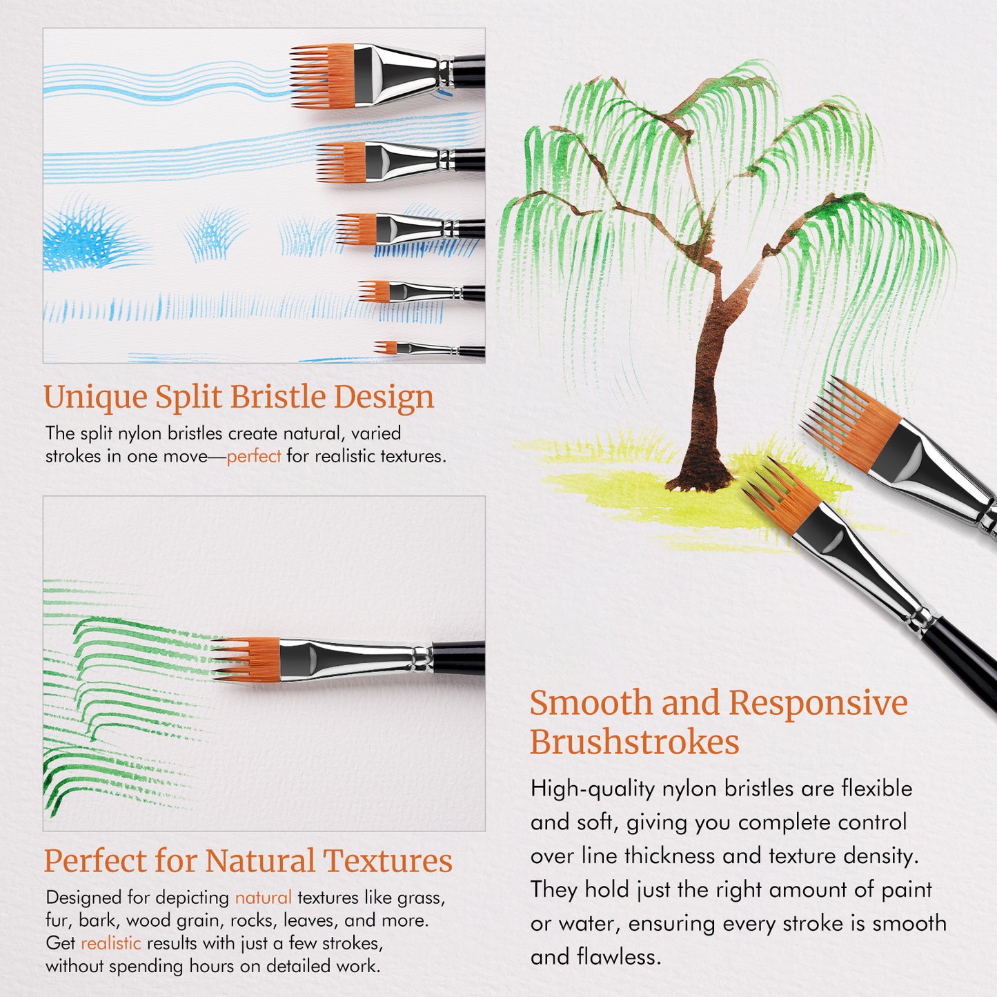 Grainer Brush Set – Professional Flat Comb Brushes for Unique Texture Painting