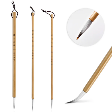 Ensemble de pinceaux Fuumuui pour calligraphie chinoise, mélange loup et chèvre, avec manches en bambou, dotés de pointes fines pour la peinture à l'encre traditionnelle.