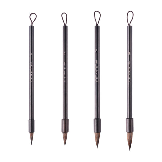 Fuumuui Squirrel Hair Calligraphy Brushes – Set of 4 with Hand-Polished Rosewood and Durable Flat-End Hanging Design