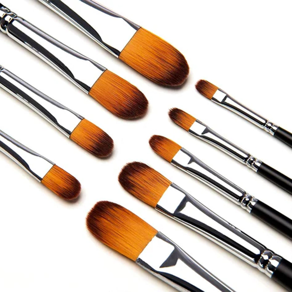 Fuumuui 9pcs Professional Nylon Hair Acrylic Brushes - Filbert