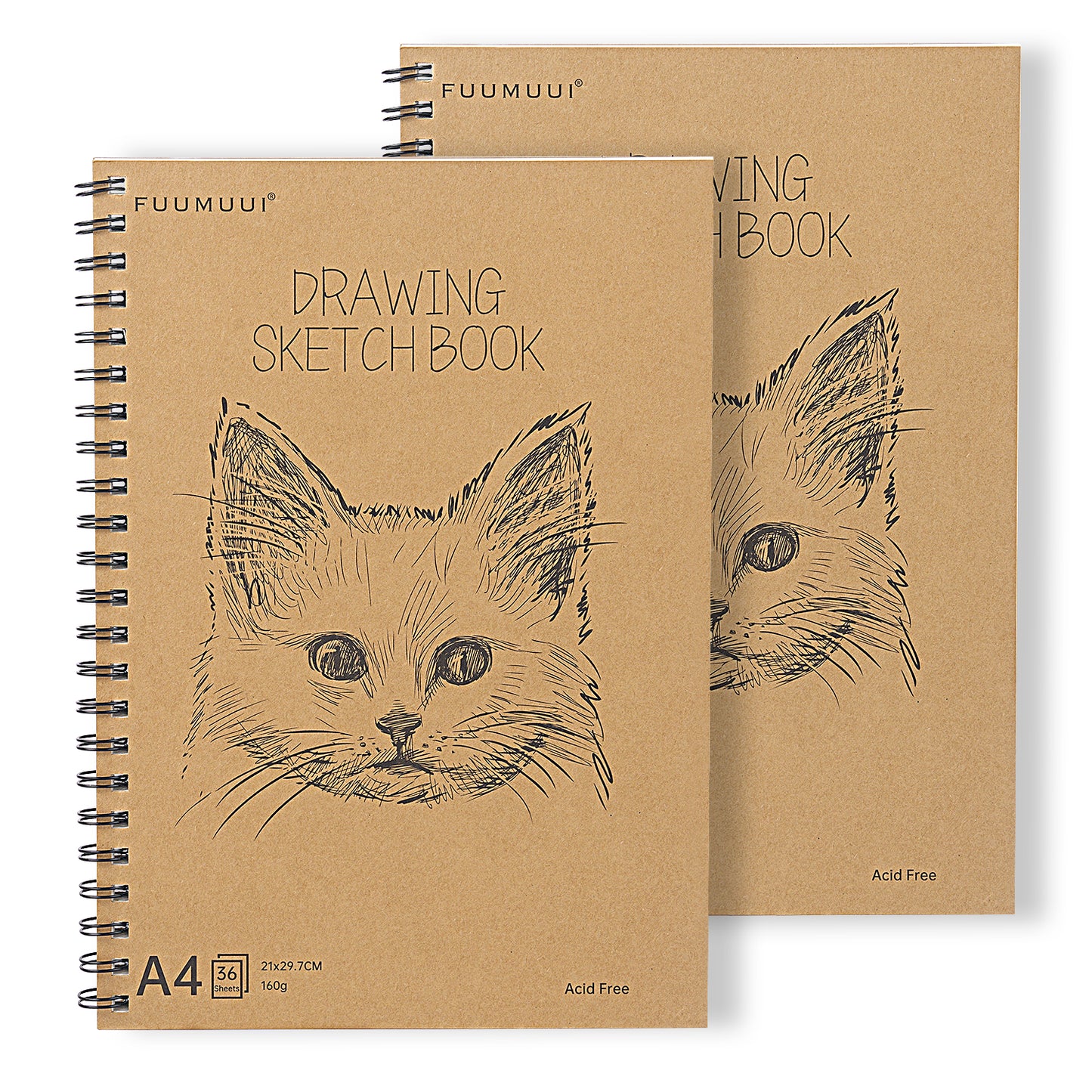FUUMUUI A4 Spiral Sketchbook – 180° Lay-Flat, Acid-Free Paper for Graphite, Charcoal, Colored & Watercolor Pencils
