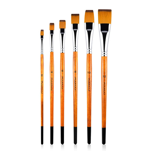 A complete set of 6 Fuumuui professional nylon hair acrylic brushes, showing all available sizes from 2 to 12.