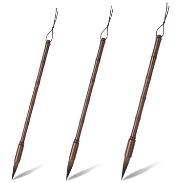 Fuumuui Professional Calligraphy Brush with dark brown bamboo section handle and fine tip, suitable for watercolor painting.
