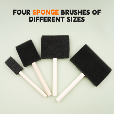 Fuumuui Art Supplies multipurpose sponge paint brushes set, showing four different sizes for blending and texture.