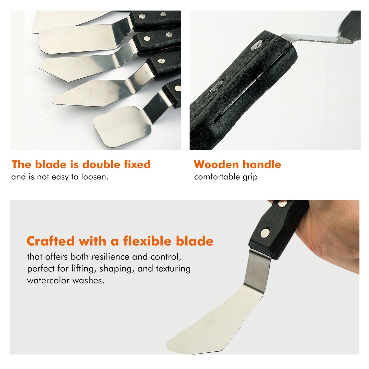 Fuumuui Palette Knife Set, 8 Pieces Stainless Steel Painting Knives with Wood Handle, Paint Spatula for Oil Acrylic Paint