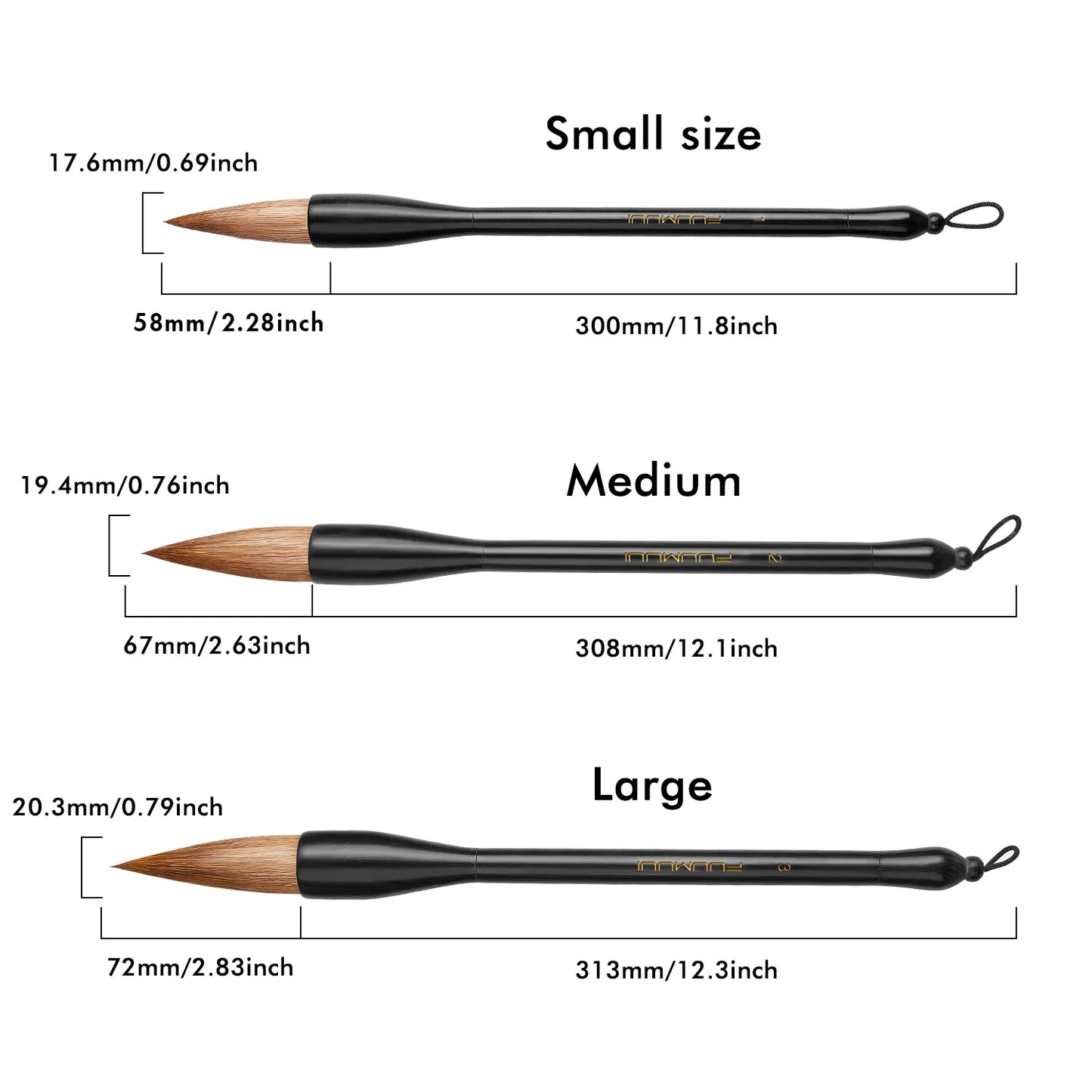 Fuumuui professional large-size calligraphy brush, suitable for watercolor and ink painting.