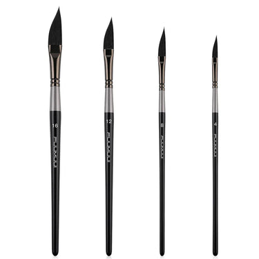 Fuumuui 4pcs Professional Nylon Hair Watercolor Brushes sizes 16, 12, 8, 4