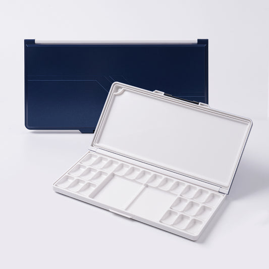 Fuumuui Watercolor Palette Folding with Lid 24wells 2 Mixing Areas and 1 Large Mixing Tray Also for Gouache Acrylic Paint Palette