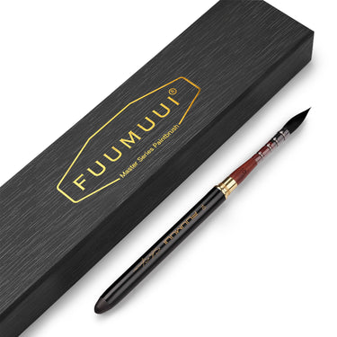 Fuumuui x Svetlin Sofroniev Limited Edition Dual-Tip Travel Brush, a premium Fuumuui art supply, shown with its elegant black and gold Master-Series presentation box.