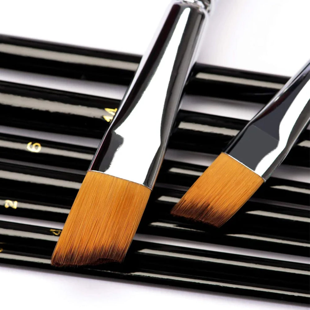 Fuumuui 9pcs Professional Nylon Hair Acrylic Brushes - Angled