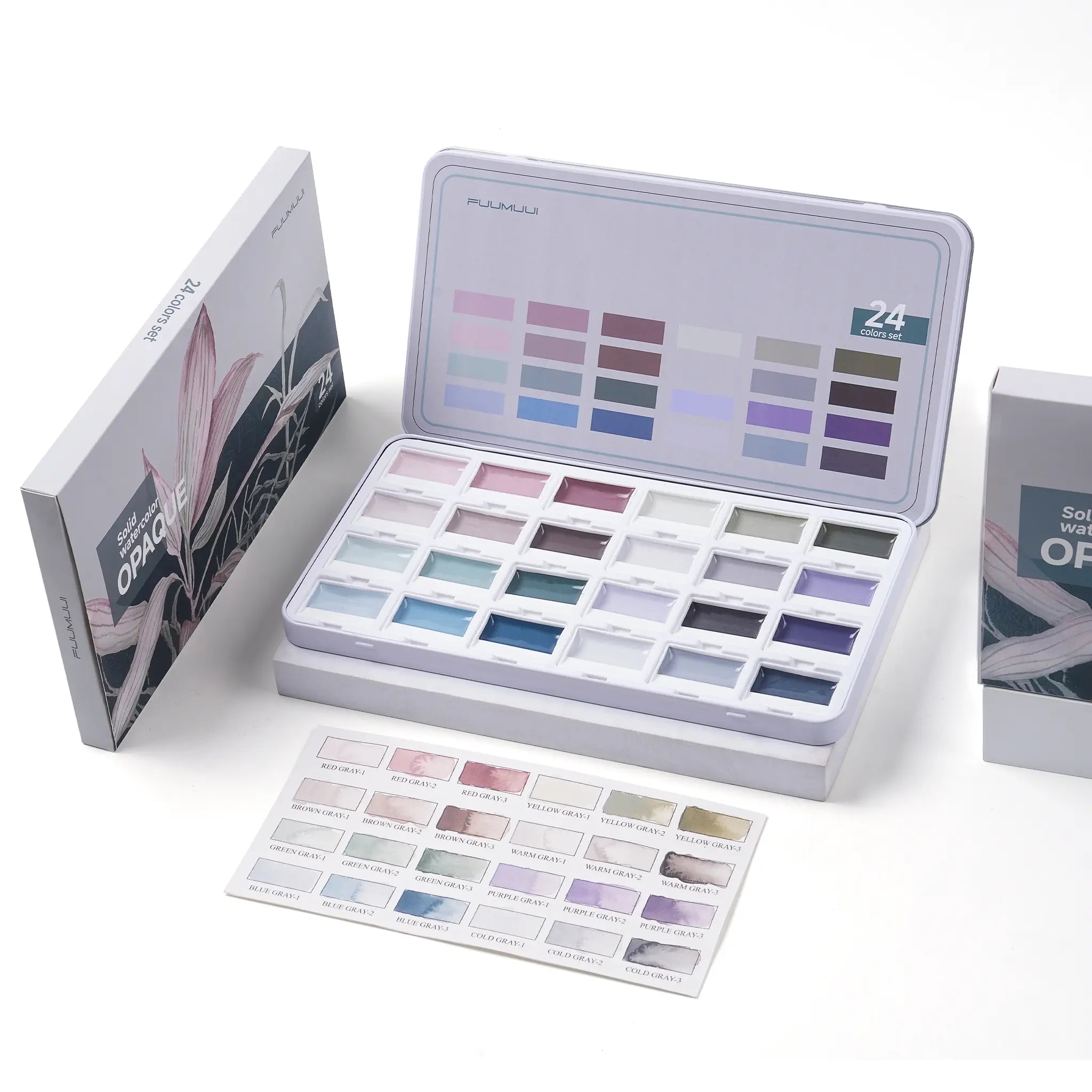 24-Color Muted Opaque Semi-Solid Watercolor Set | Fuumuui