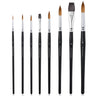 Fuumuui 6pcs professional watercolor brushes, featuring round pointed and flat tips for artists.