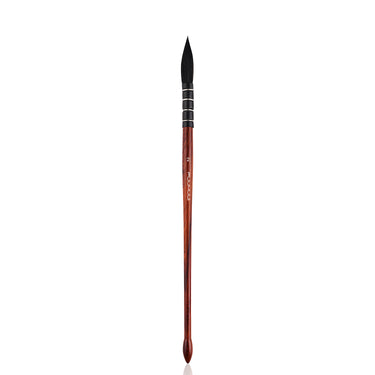 Fuumuui professional watercolor brush with dark wooden handle and pointed black bristles, size 2.