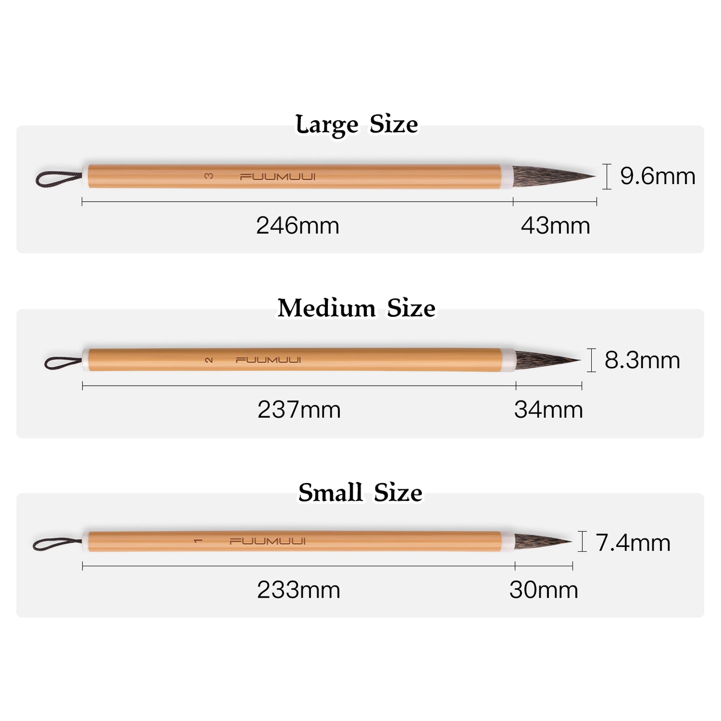 Fuumuui professional calligraphy brushes, handmade using high quality animal hair