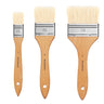 Set of 3 Fuumuui Natural Bristle flat brushes for Oil Paint and Acrylic Paint. Includes sizes 25, 50, and 75 with wooden handles. Ideal for professional artists and beginners for large washes, priming, and blending.