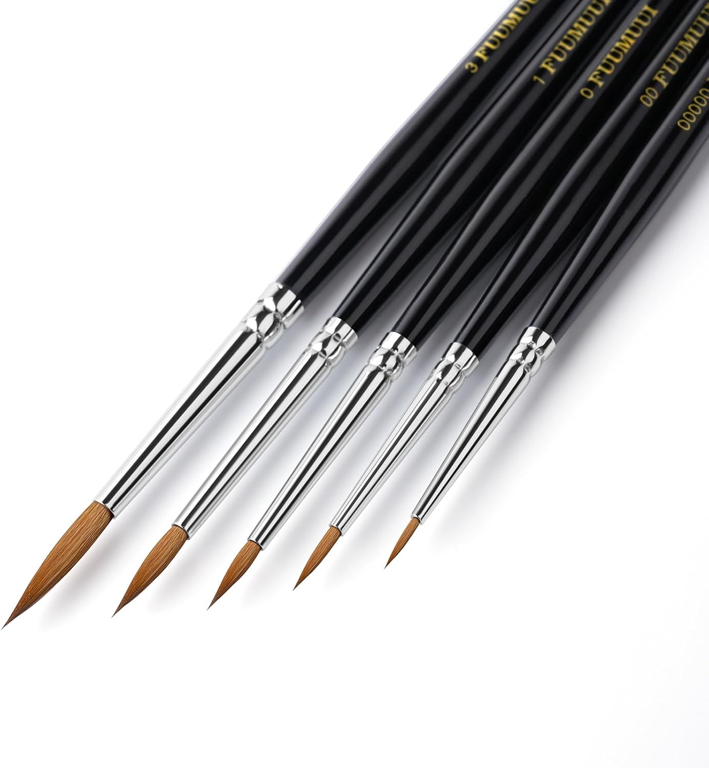 Fuumuui 5pcs Professional Kolinsky Sable Detail Brushes