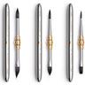 Fuumuui Art Supplies: 3-piece set of small, dual-tip silver travel watercolor brushes with premium synthetic squirrel hair. Features 6 versatile brush tip styles including Round, Dagger, Cat's Tongue, Detail, and Flat for fine art painting.