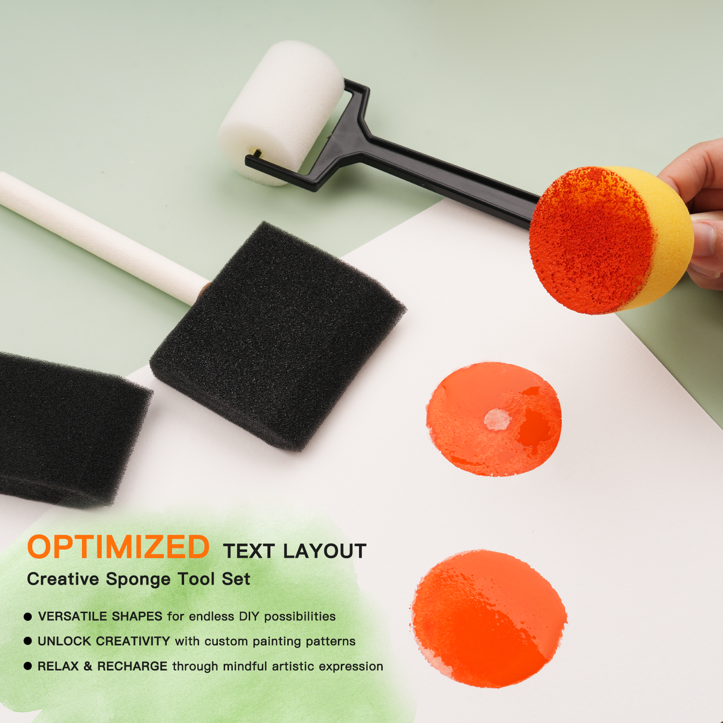 Multipurpose Sponge Paint Brushes – Set of 6 for blending, texture and calm creative moments