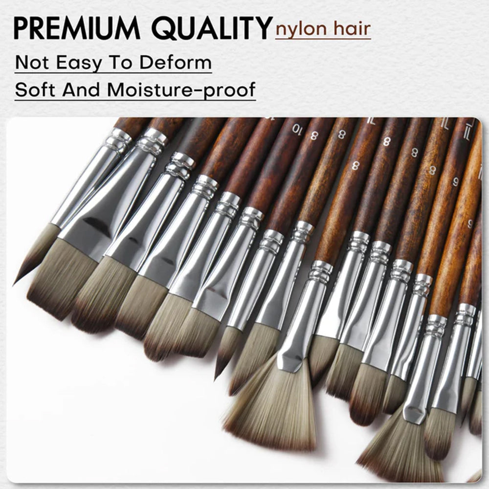Premium quality nylon hair bristles of the Fuumuui professional artist paint brushes, not easily deformed, soft, and moisture-proof.