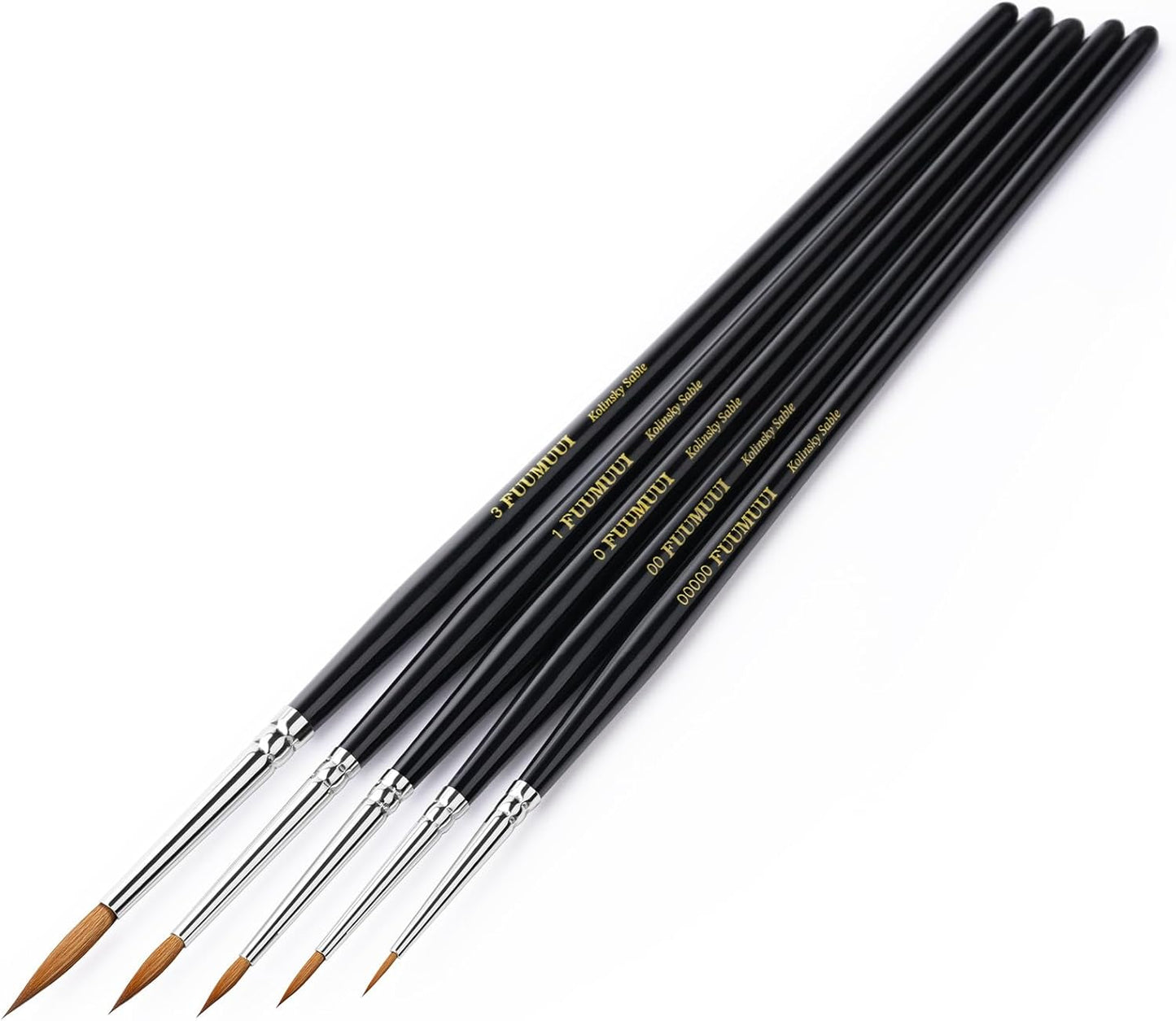 Fuumuui 5pcs Professional Kolinsky Sable Detail Brushes