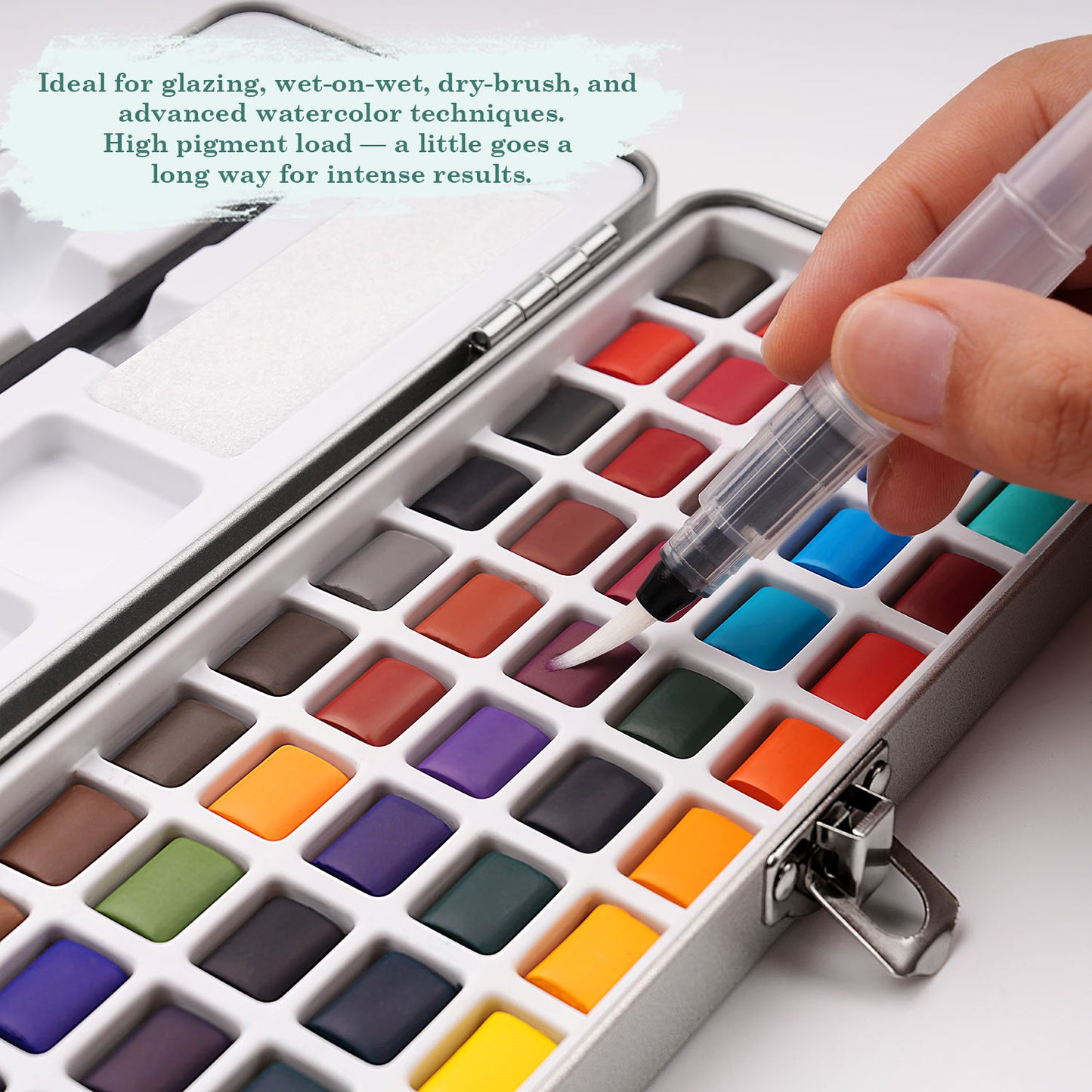 Fuumuui 50-color portable watercolor set with brushes and sponges, versatile, paint anytime, anywhere