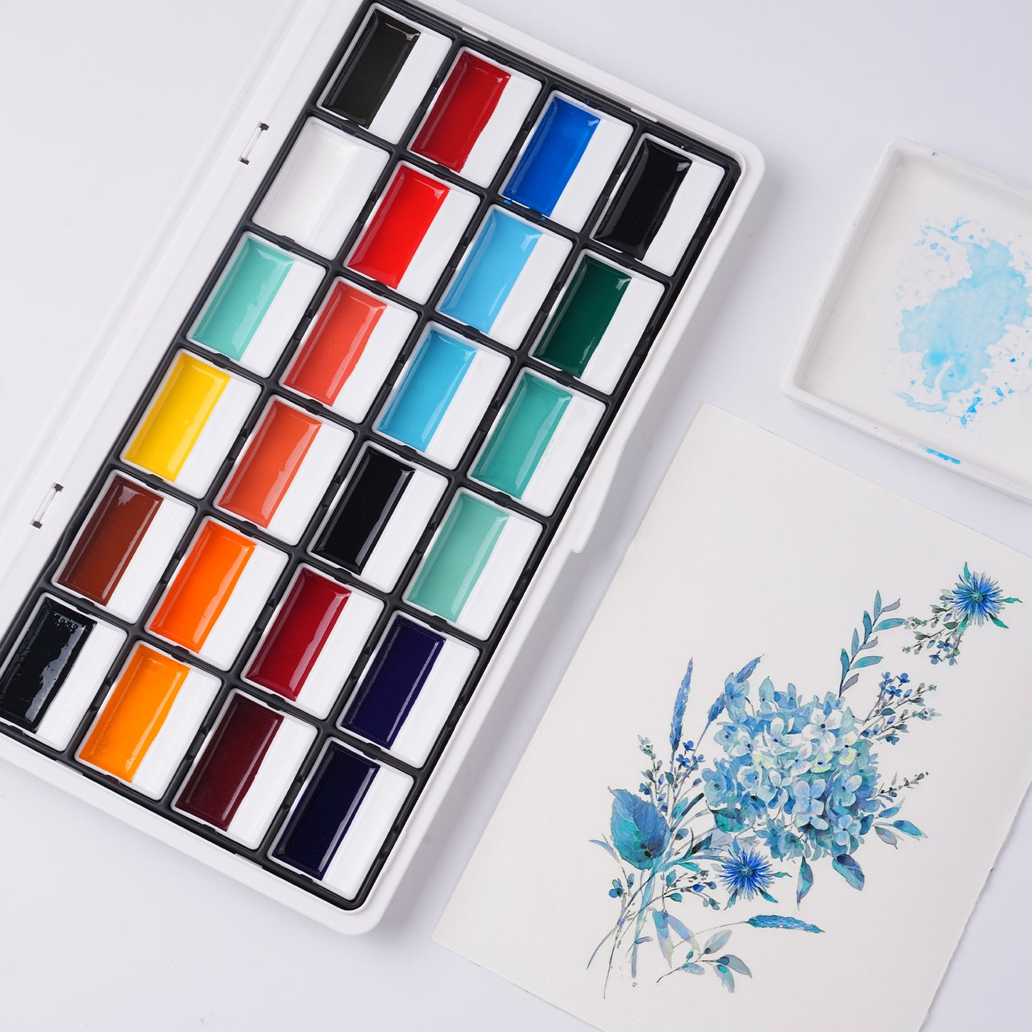 FUUMUUI 24-Color Semi-Solid Opaque Watercolor for Professional Artists