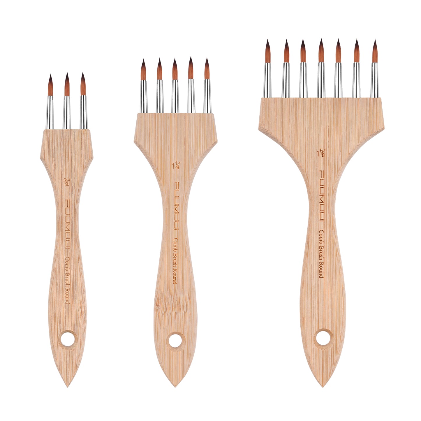 Fuumuui Multi-Head Nylon Hair Flat Head Comb Brush – Designed for Special Effects and Creative Textures, Suitable for Watercolor, Acrylic, Gouache Painting