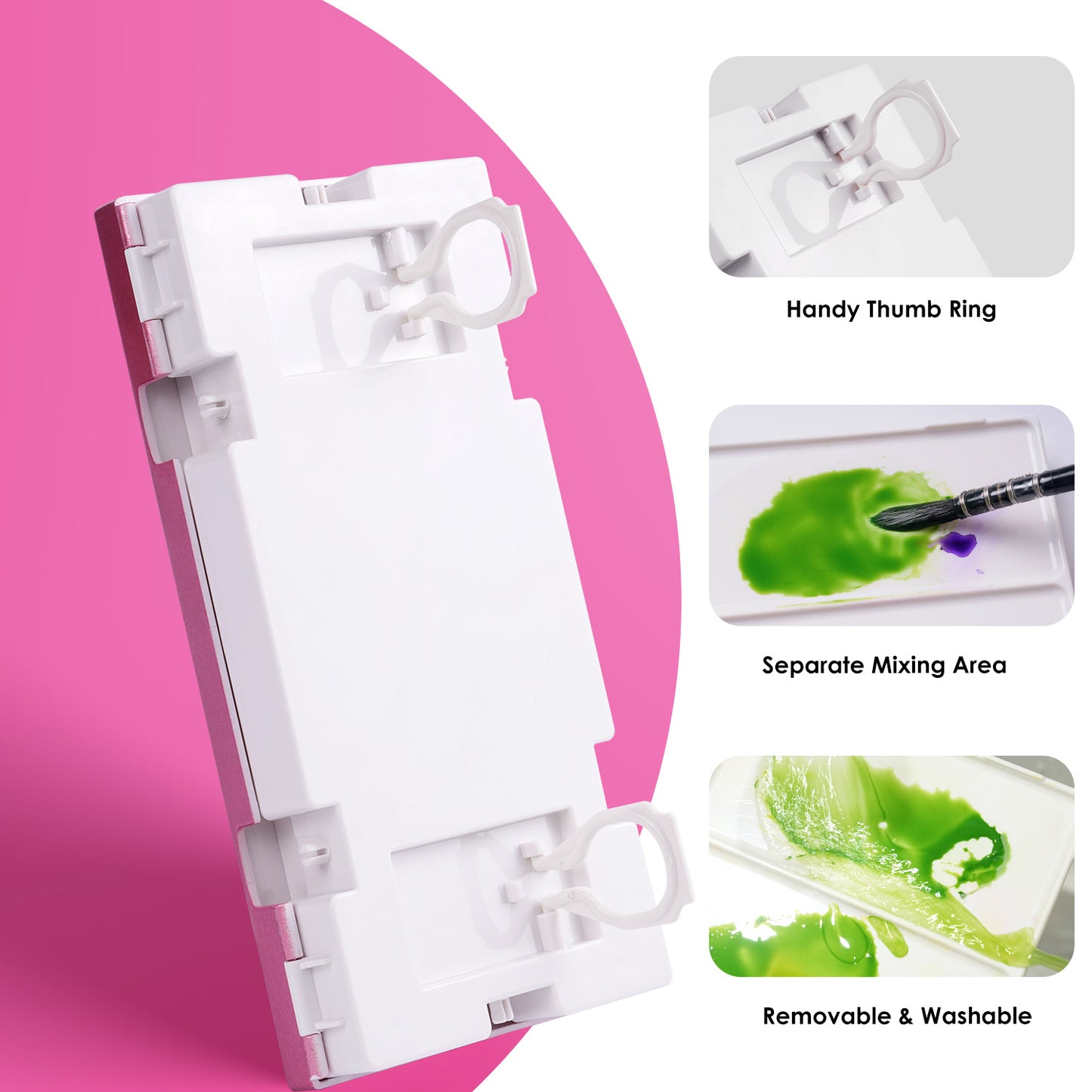 Fuumuui Airtight Paint Palette Tray: 28 Well Empty Watercolor Gouache Acrylic Palette with Lid Mixing Trays