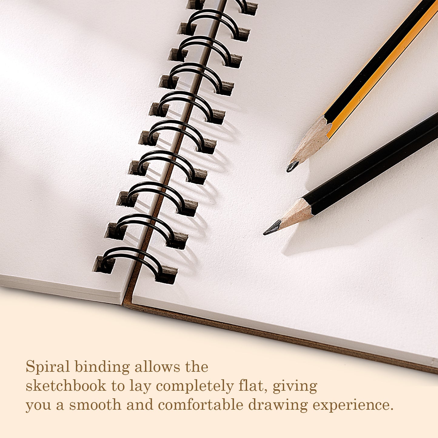FUUMUUI A4 Spiral Sketchbook – 180° Lay-Flat, Acid-Free Paper for Graphite, Charcoal, Colored & Watercolor Pencils
